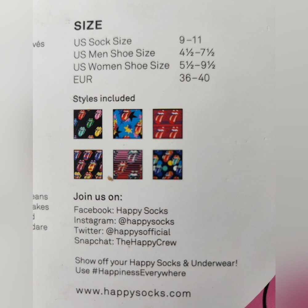 Happy Socks Rolling Stones Gift Box includes 6 Socks & Novelty Box NIB - Picture 8 of 10
